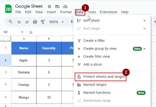 clicking data and protect sheet range in the unprotect sheet method