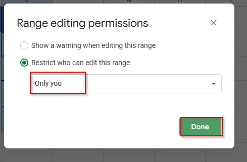 selecting only you option to protect formulas