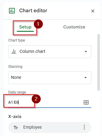 select the new data in the data range