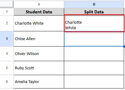 student data is splitted in half